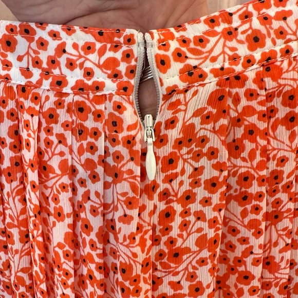 NWOT J.Crew Pleated Skirt in Red-Orange Floral - Picture 4 of 6